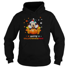 Load image into Gallery viewer, Disney Mickey Pumpkin Halloween And Merry Christmas Happy Hallothanksmas 2020 T-Shirt, Ladies T-Shirt, LongSleeve, Sweatshirt, Hoodie 2D
