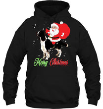 Load image into Gallery viewer, Merry Christmas Santa Claus Riding English Springer Spaniel T-Shirt, Ladies T-Shirt, LongSleeve, Hoodie 2D
