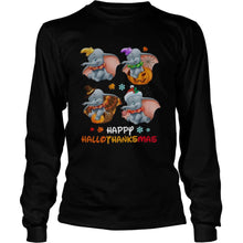 Load image into Gallery viewer, Dumbo Disney Halloween And Merry Christmas Happy Hallothanksmas  2020 T-Shirt, Ladies T-Shirt, LongSleeve, Sweatshirt, Hoodie 2D

