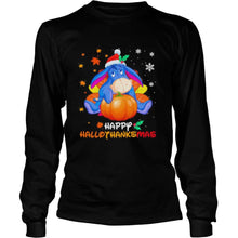 Load image into Gallery viewer, Eeyore Donkey Happy Hallothanksmas Halloween Thanksgiving Christmas T-Shirt, Ladies T-Shirt, LongSleeve, Sweatshirt, Hoodie 2D
