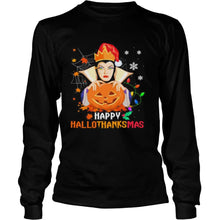 Load image into Gallery viewer, Evil Queen Happy Hallothanksmas Halloween Thanksgiving Christmas T-Shirt, Ladies T-Shirt, LongSleeve, Sweatshirt, Hoodie 2D
