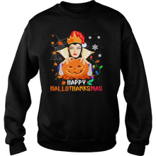 Load image into Gallery viewer, Evil Queen Happy Hallothanksmas Halloween Thanksgiving Christmas T-Shirt, Ladies T-Shirt, LongSleeve, Sweatshirt, Hoodie 2D
