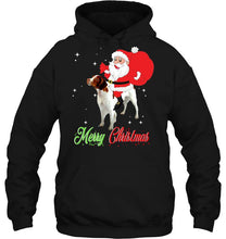 Load image into Gallery viewer, Merry Christmas Santa Claus Riding Brittany T-Shirt, Ladies T-Shirt, LongSleeve, Hoodie 2D

