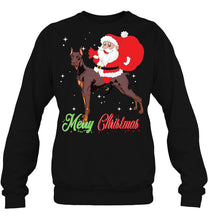 Load image into Gallery viewer, Merry Christmas Santa Claus Riding Doberman Pinscher T-Shirt, Ladies T-Shirt, LongSleeve, Hoodie 2D
