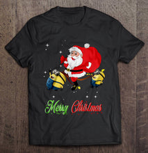 Load image into Gallery viewer, Merry Christmas Santa Claus And Minion T-Shirt, Ladies T-Shirt, LongSleeve, Hoodie 2D
