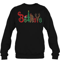 Load image into Gallery viewer, Believe Santa Claus Bigfoot Christmas Sweater T-Shirt, Ladies T-Shirt, LongSleeve, Hoodie 2D
