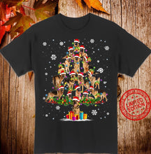 Load image into Gallery viewer, German Shepherd Dog Christmas Tree Hat In Snow Santa Xmas T-Shirt, Ladies T-Shirt 2D

