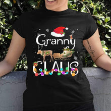 Load image into Gallery viewer, Granny Claus Christmas Light T-Shirt, Ladies T-Shirt 2D
