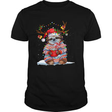 Load image into Gallery viewer, Grateful Sloth Reinder Light Christmas T-Shirt, Ladies T-Shirt, LongSleeve, Sweatshirt, Hoodie 2D

