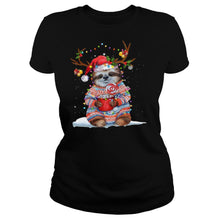 Load image into Gallery viewer, Grateful Sloth Reinder Light Christmas T-Shirt, Ladies T-Shirt, LongSleeve, Sweatshirt, Hoodie 2D
