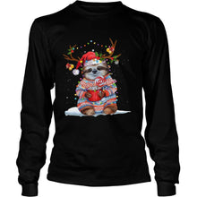 Load image into Gallery viewer, Grateful Sloth Reinder Light Christmas T-Shirt, Ladies T-Shirt, LongSleeve, Sweatshirt, Hoodie 2D
