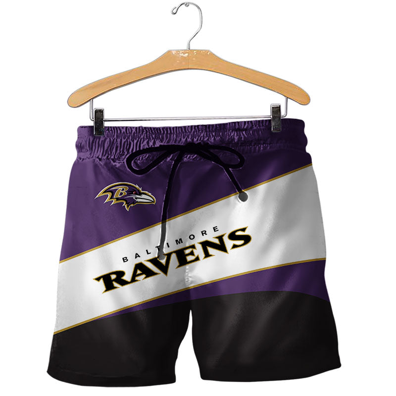 2020 Baltimore Ravens Shorts Gym Fitness Running For Summer Men's Cool Sport Short Pants 3D Swim Trunks
