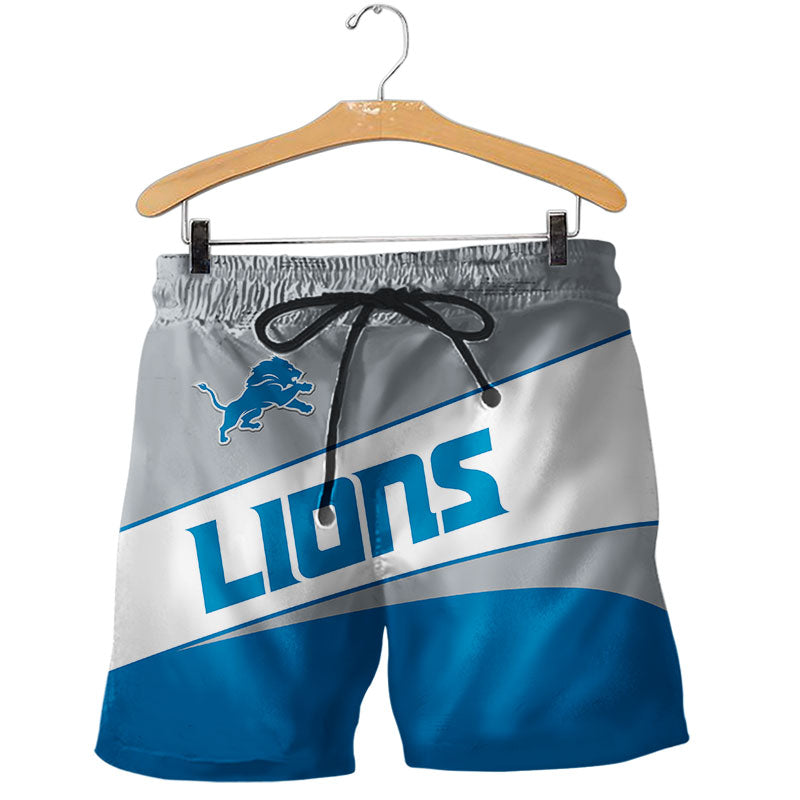 2020 Detroit Lions Shorts Gym Fitness Running For Summer Men's Cool Sport Short Pants 3D Swim Trunks