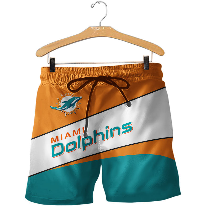 2020 Miami Dolphins Shorts Gym Fitness Running For Summer Men's Cool Sport Short Pants 3D Swim Trunks