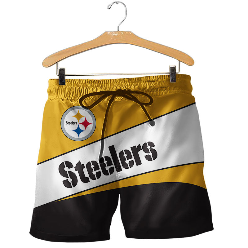 2020 Pittsburgh Steelers Shorts Gym Fitness Running For Summer Men's Cool Sport Short Pants 3D Swim Trunks