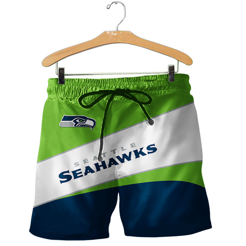2020 Seattle Seahawks Shorts Gym Fitness Running For Summer Men's Cool Sport Short Pants 3D Swim Trunks