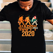Load image into Gallery viewer, Hallothanksmas Bigfoot Halloween Thanksgiving And Christmas T-Shirt, Ladies T-Shirt, LongSleeve, Sweatshirt, Hoodie 2D
