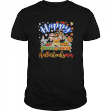 Load image into Gallery viewer, Harry Potter Happy Hallothanksmas Halloween Thanksgiving Christmas T-Shirt, Ladies T-Shirt, LongSleeve, Sweatshirt, Hoodie 2D
