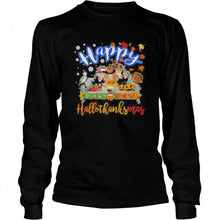 Load image into Gallery viewer, Harry Potter Happy Hallothanksmas Halloween Thanksgiving Christmas T-Shirt, Ladies T-Shirt, LongSleeve, Sweatshirt, Hoodie 2D
