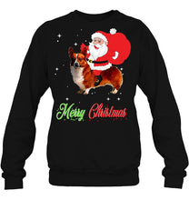 Load image into Gallery viewer, Merry Christmas Santa Claus Riding Pembroke Welsh Corgi T-Shirt, Ladies T-Shirt, LongSleeve, Hoodie 2D
