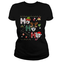 Load image into Gallery viewer, HUSKY HO HO HO MERRY CHRISTMAS T-Shirt, Ladies T-Shirt, LongSleeve, Sweatshirt, Hoodie 2D

