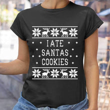 Load image into Gallery viewer, I Ate Santas Cookies Christmas T-Shirt, Ladies T-Shirt 2D
