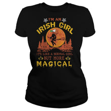 Load image into Gallery viewer, I’m An Irish Girl It’s Like A Normal Girl But More Magical Halloween T-Shirt, Ladies T-Shirt, LongSleeve, Sweatshirt, Hoodie 2D

