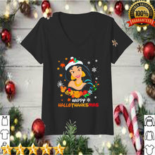 Load image into Gallery viewer, Jasmine happy hallothanksmas halloween thanksgiving christmas T-Shirt, Ladies T-Shirt 2D
