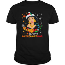 Load image into Gallery viewer, Jasmine Happy Hallothanksmas Halloween Thanksgiving Christmas T-Shirt, Ladies T-Shirt, LongSleeve, Sweatshirt, Hoodie 2D
