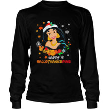 Load image into Gallery viewer, Jasmine Happy Hallothanksmas Halloween Thanksgiving Christmas T-Shirt, Ladies T-Shirt, LongSleeve, Sweatshirt, Hoodie 2D
