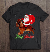 Load image into Gallery viewer, Merry Christmas Santa Claus Riding American Cocker Spaniel T-Shirt, Ladies T-Shirt, LongSleeve, Hoodie 2D
