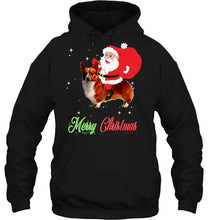 Load image into Gallery viewer, Merry Christmas Santa Claus Riding Pembroke Welsh Corgi T-Shirt, Ladies T-Shirt, LongSleeve, Hoodie 2D

