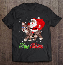 Load image into Gallery viewer, Merry Christmas Santa Claus Riding A Cat T-Shirt, Ladies T-Shirt, LongSleeve, Hoodie 2D
