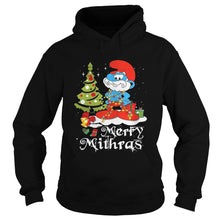 Load image into Gallery viewer, Les Schtroumpfs Merry Mithras Christmas tree T-Shirt, Ladies T-Shirt, LongSleeve, Sweatshirt, Hoodie 2D
