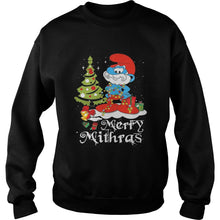 Load image into Gallery viewer, Les Schtroumpfs Merry Mithras Christmas tree T-Shirt, Ladies T-Shirt, LongSleeve, Sweatshirt, Hoodie 2D
