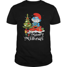 Load image into Gallery viewer, Les Schtroumpfs Merry Mithras Christmas tree T-Shirt, Ladies T-Shirt, LongSleeve, Sweatshirt, Hoodie 2D
