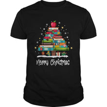 Load image into Gallery viewer, Merry Christmas Book Christmas Tree School T-Shirt, Ladies T-Shirt, LongSleeve, Sweatshirt, Hoodie 2D
