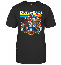 Load image into Gallery viewer, MERRY CHRISTMAS HORROR MOVIE CHARACTERS DUTCH BROS COFFEE T-Shirt, Ladies T-Shirt, LongSleeve, Sweatshirt, Hoodie 2D
