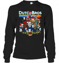 Load image into Gallery viewer, MERRY CHRISTMAS HORROR MOVIE CHARACTERS DUTCH BROS COFFEE T-Shirt, Ladies T-Shirt, LongSleeve, Sweatshirt, Hoodie 2D
