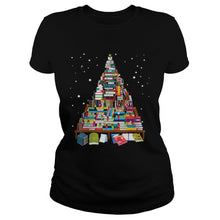 Load image into Gallery viewer, Merry Christmas Library Tree Gift For Book Lover Librarian T-Shirt, Ladies T-Shirt, LongSleeve, Sweatshirt, Hoodie 2D

