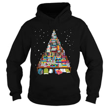Load image into Gallery viewer, Merry Christmas Library Tree Gift For Book Lover Librarian T-Shirt, Ladies T-Shirt, LongSleeve, Sweatshirt, Hoodie 2D
