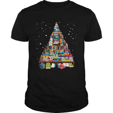 Load image into Gallery viewer, Merry Christmas Library Tree Gift For Book Lover Librarian T-Shirt, Ladies T-Shirt, LongSleeve, Sweatshirt, Hoodie 2D
