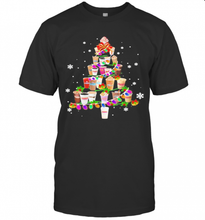 Load image into Gallery viewer, MERRY CHRISTMAS TREE DUNKIN DONUTS COFFEE T-Shirt, Ladies T-Shirt, LongSleeve, Sweatshirt, Hoodie 2D

