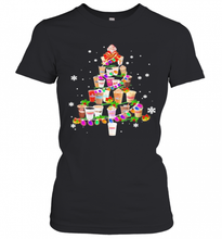 Load image into Gallery viewer, MERRY CHRISTMAS TREE DUNKIN DONUTS COFFEE T-Shirt, Ladies T-Shirt, LongSleeve, Sweatshirt, Hoodie 2D
