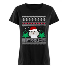 Load image into Gallery viewer, MERRY POODLE MAS CHRISTMAS T-Shirt, Ladies T-Shirt, LongSleeve, Sweatshirt, Hoodie 2D
