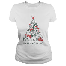 Load image into Gallery viewer, Merry Woofmas Funny Dogs Christmas Tree Xmas T-Shirt, Ladies T-Shirt, LongSleeve, Sweatshirt, Hoodie 2D
