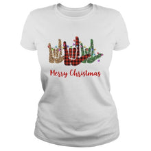 Load image into Gallery viewer, Merry Christmas Hand Sign Language Leopard T-Shirt, Ladies T-Shirt, LongSleeve, Sweatshirt, Hoodie 2D
