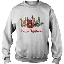 Load image into Gallery viewer, Merry Christmas Hand Sign Language Leopard T-Shirt, Ladies T-Shirt, LongSleeve, Sweatshirt, Hoodie 2D
