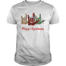 Load image into Gallery viewer, Merry Christmas Hand Sign Language Leopard T-Shirt, Ladies T-Shirt, LongSleeve, Sweatshirt, Hoodie 2D
