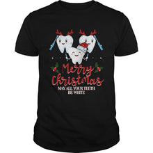 Load image into Gallery viewer, MERRY CHRISTMAS MAY ALL YOUR TEETH BE WIHITE T-Shirt, Ladies T-Shirt, LongSleeve, Sweatshirt, Hoodie 2D
